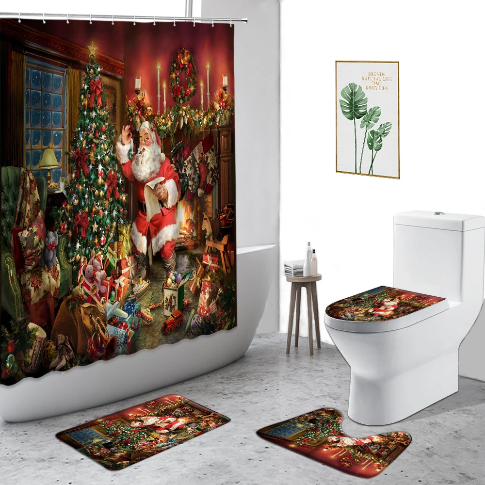 4 шт./комплект коврики для ванной на рождественскую ёлку | Дом и сад
