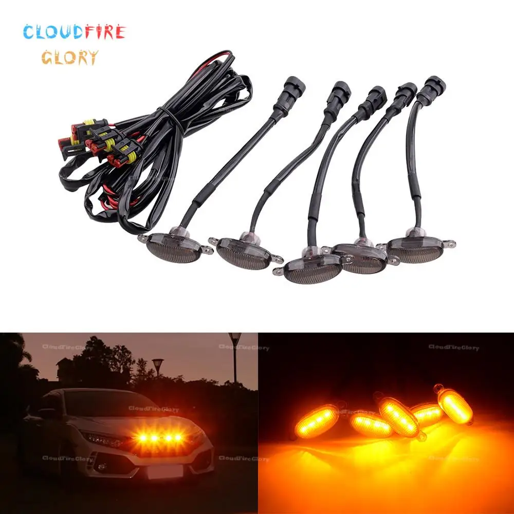 

CloudFireGlory 5Pcs Front Grille Amber LED Light Raptor Style Grill Trim Smoked Lens For Toyota Tundra 2008-2020