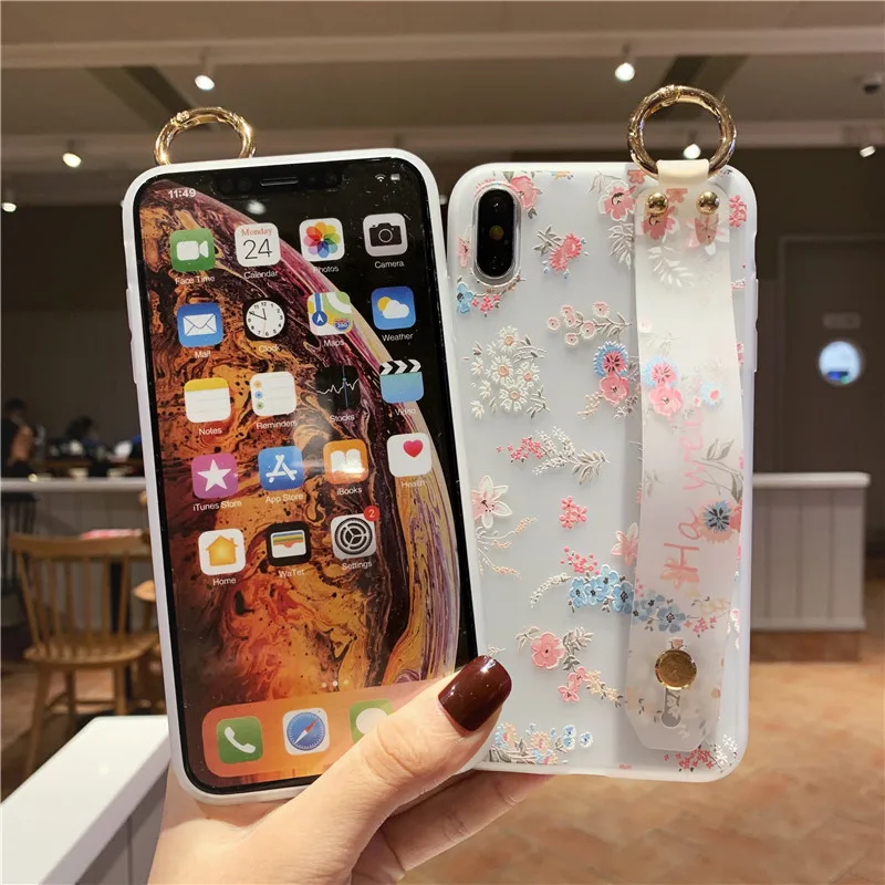 Мягкий чехол на запястье с цветочным рисунком для Huawei P30 lite P20 Mate 30 20 Pro P Smart PLUS 2019