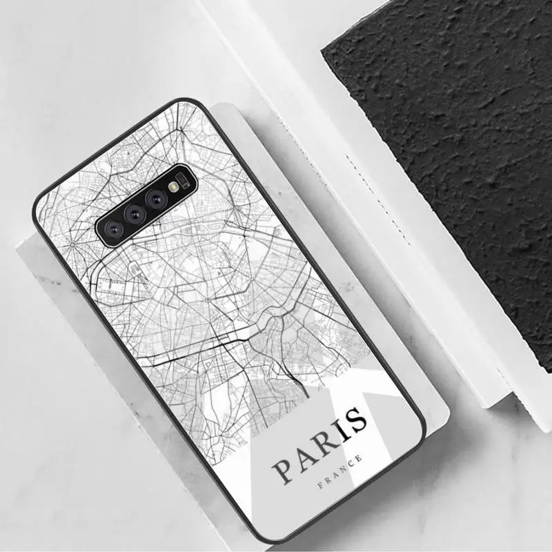 

London Country Sketch City Map Phone Case Tempered Glass For Samsung S20 Plus S7 S8 S9 S10 Plus Note 8 9 10 Plus