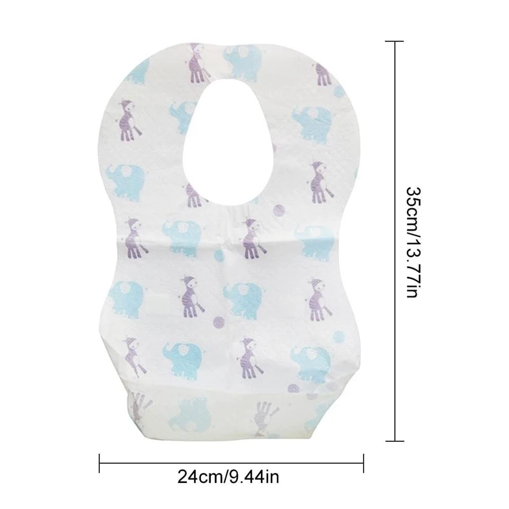 

Baby Bib Cartoon Elephant Disposable Baby Bibs with Food Catcher Pocket Pack of 10