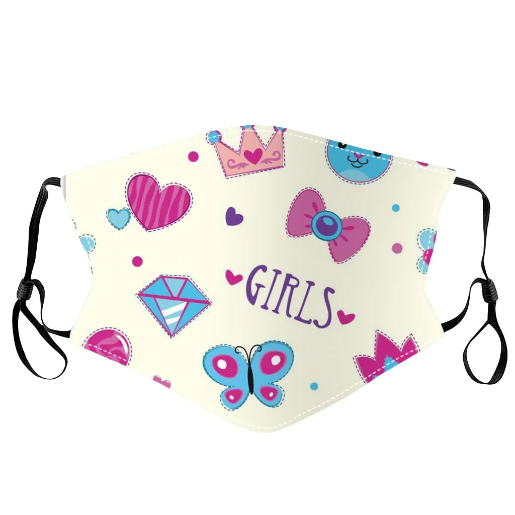 

Children's Washable Adjustable Face Mouth Mask Kid Boy Girl Cartoon Prints Lovely Cotton Masks Can Put Filter Mascarillas Masque