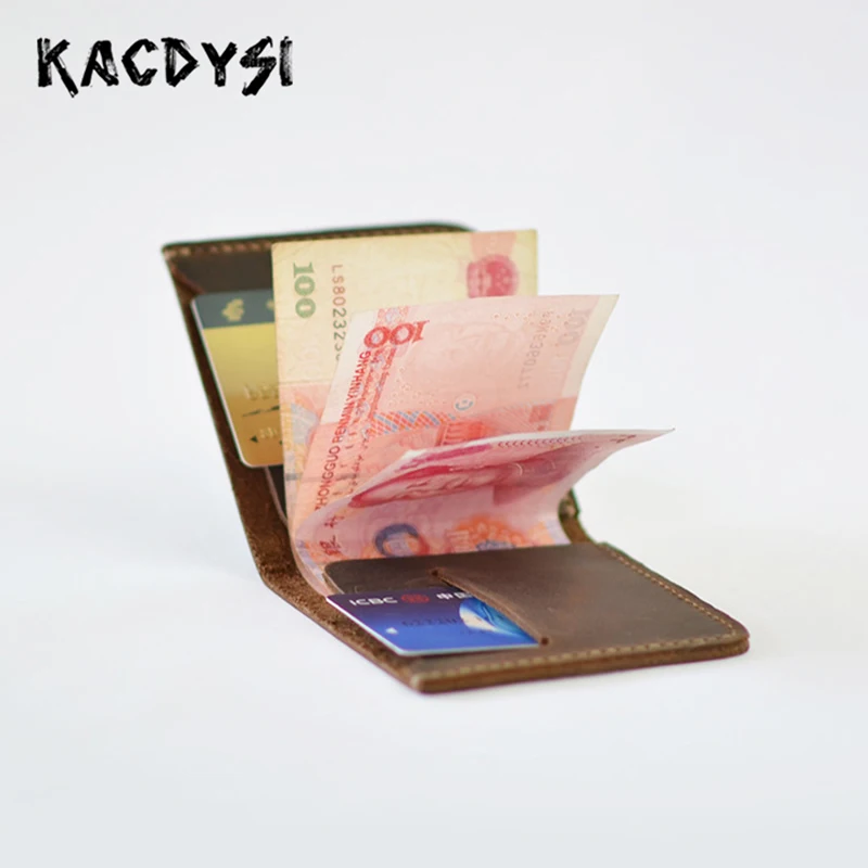 Кожаный мужской кошелек ручной работы винтажный короткий Простой повседневный