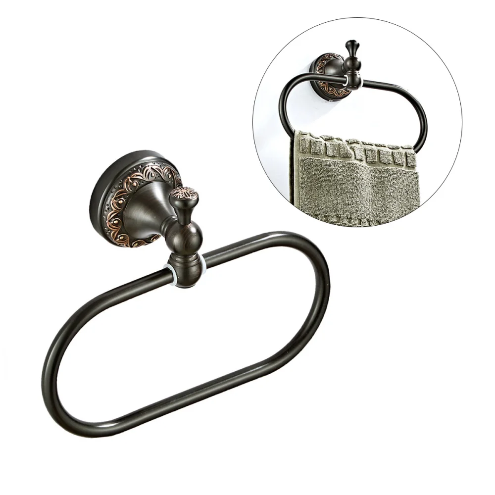 

Copper Towel Ring Oval Towel Rack Hook Modern Wall-mounted Towel Shelf Holder Towel Hanging Rack Retro Craft for Home Bathroom
