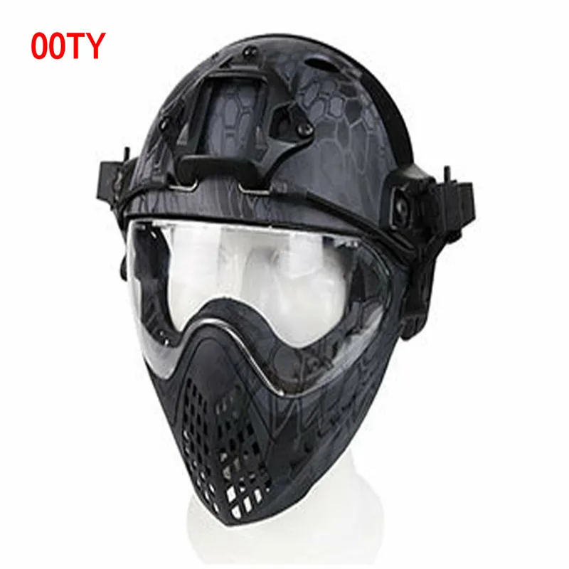 00TY New Military Tactical Protective Helmet Airsoft Full Face Protection with Goggle Len Full Face Motorcycle Helmet - Цвет: 00TY