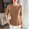 New Fashion Cashmere Sweater Women Knitted Short Sleeve Pullover Women Sweter Short Sleeve Mock Neck Tops 3
