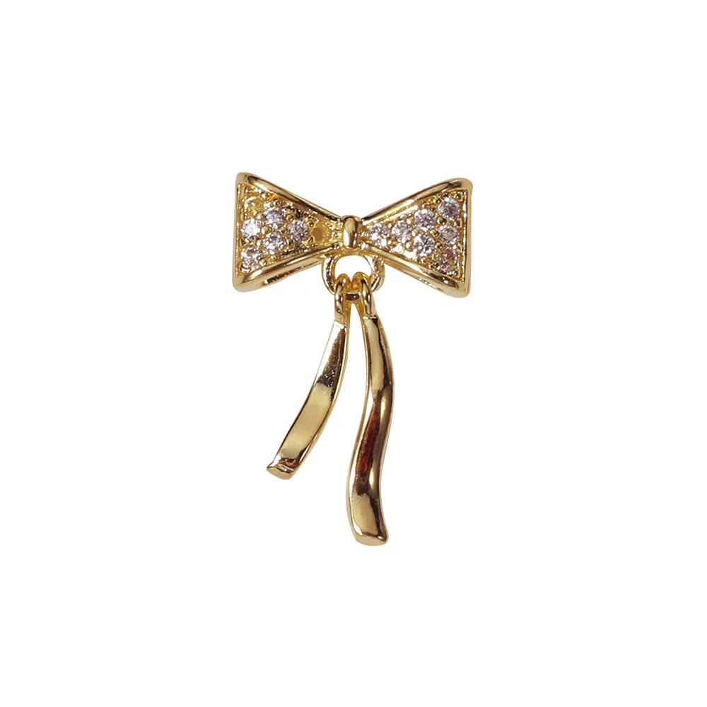 

LZ Japanese Light luxury manicure jewelry zircon love metal shining bow diamond three dimensional nail decoration