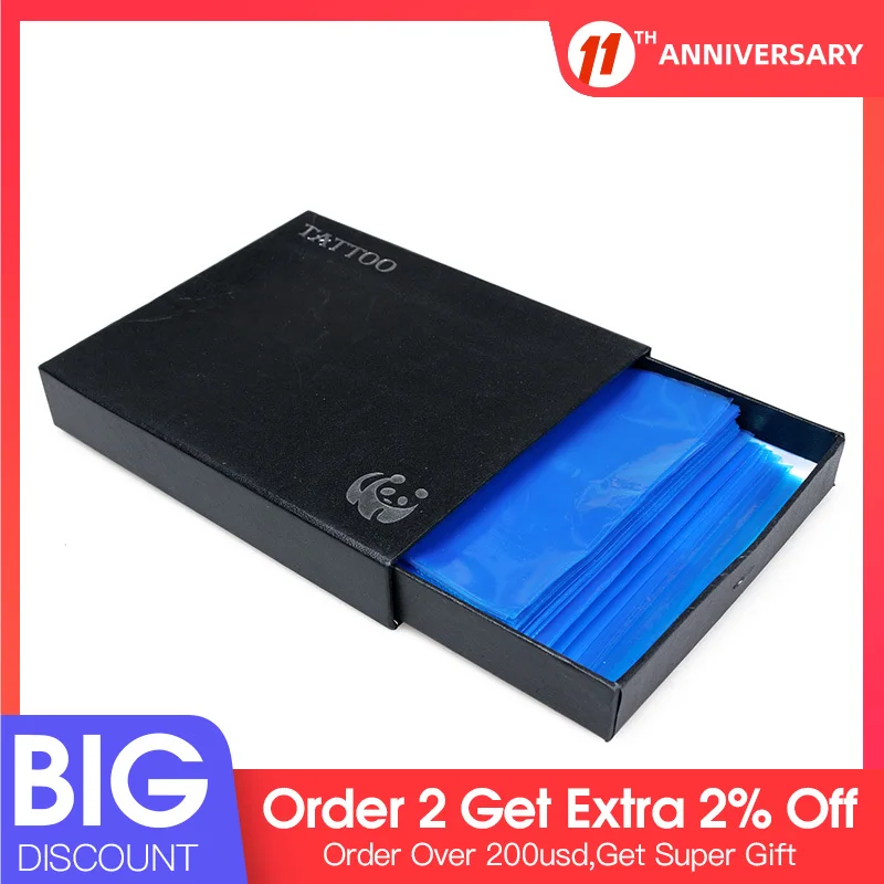 Одноразовые мешочки для тату машинки 200 шт. синие пластиковые принадлежности