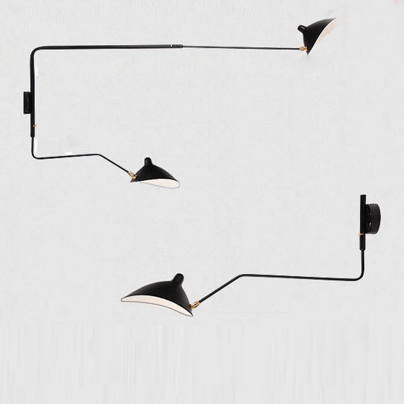 Скандинавский черный настенный светильник с двойной головкой вращающийся