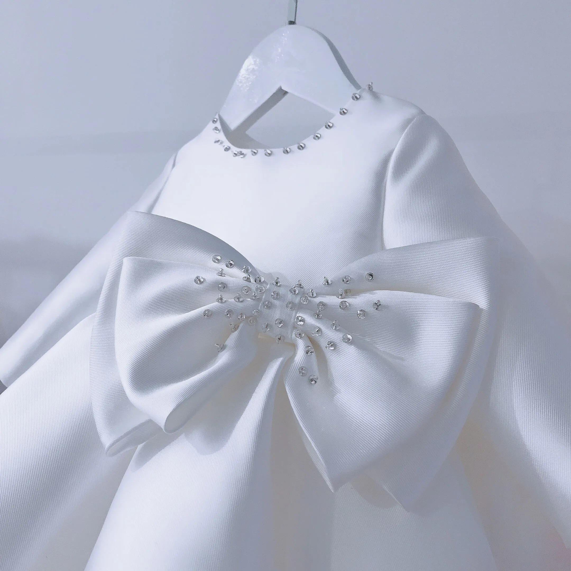 Белое кружевное платье для девочек рождественское с длинными рукавами свадебное