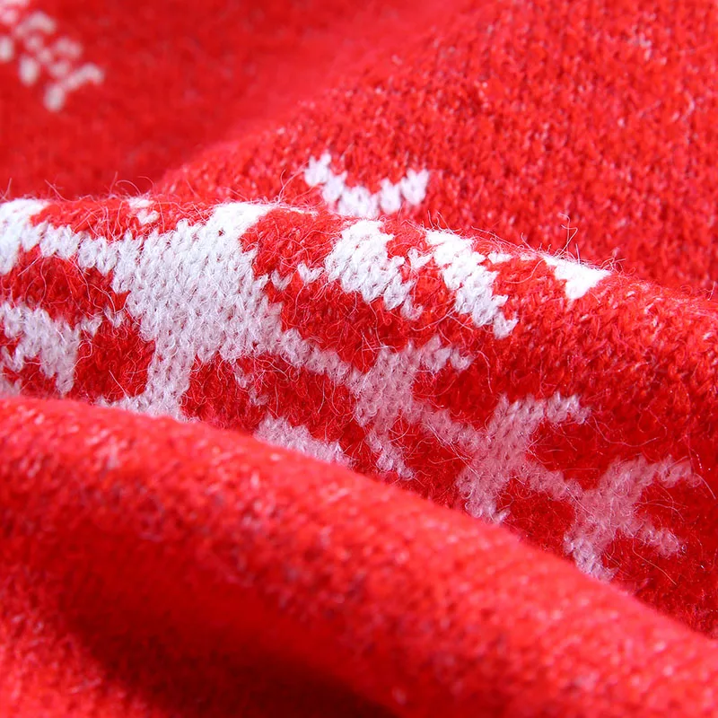 

Red Knitted Women Sweaters And Pullovers O-Neck Lantern Sleeved Loose Thicken Warm Fleece Lady Pulls Outwear Coat Tops