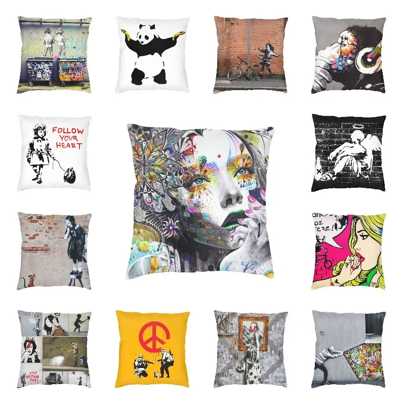 

Роскошная наволочка для подушки с изображением Бэнкси, украшение для спальни, наволочка для дивана в английском уличном стиле