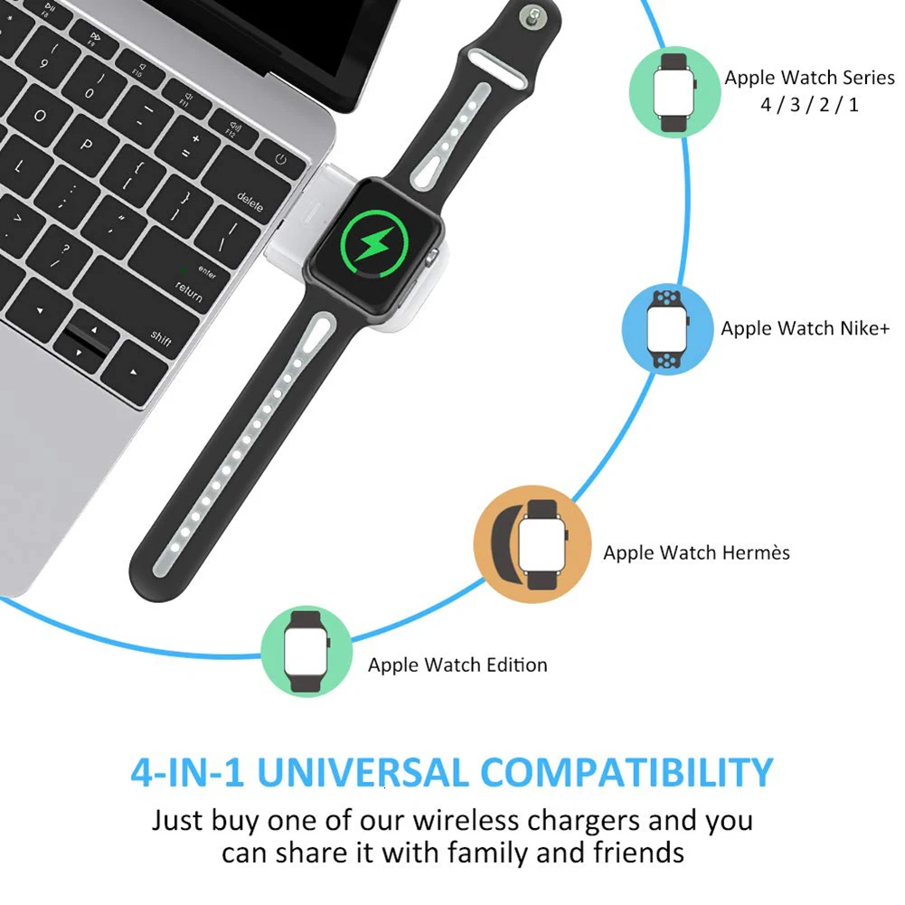 Портативное Мини 1000 мАч Зарядное устройство для Apple Watch Series 1 2 3 4 5 Магнитная зарядная док-станция внешний аккумулятор
