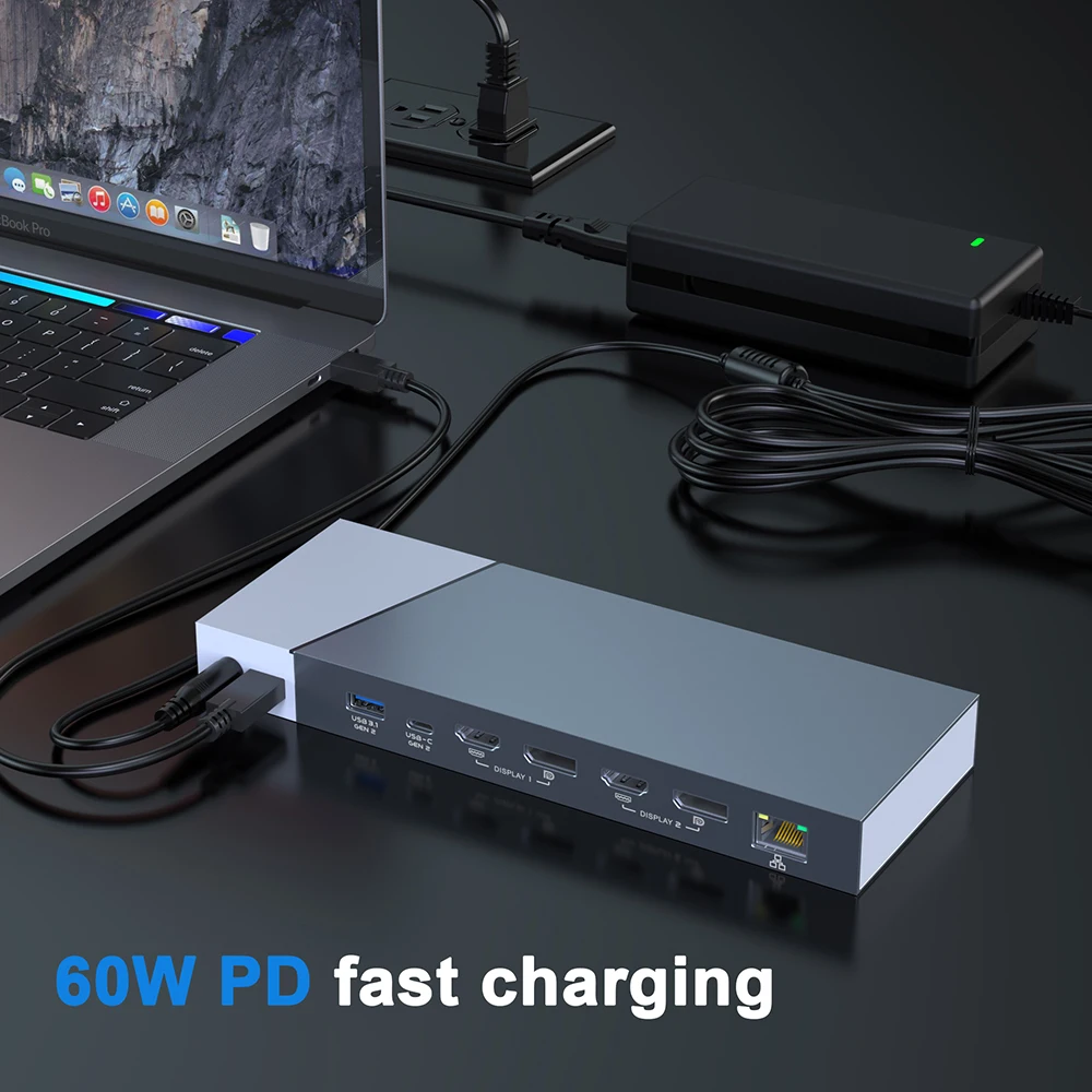 Док-станция USB C HUB с разными usb-портами и интерфейсом RJ45 |