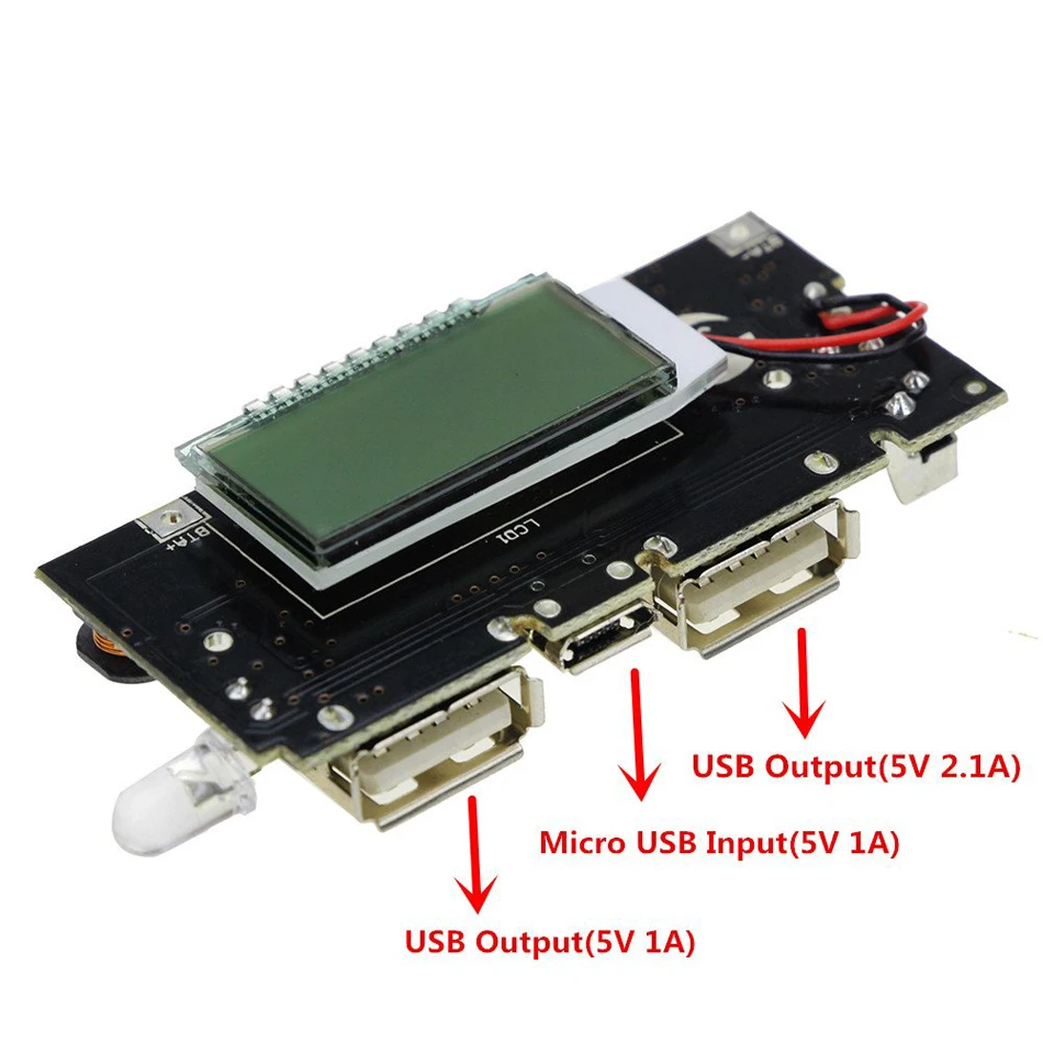 Автоматическая защита! Двойной USB 5V 1A 2.1A Мобильный Внешний аккумулятор 18650