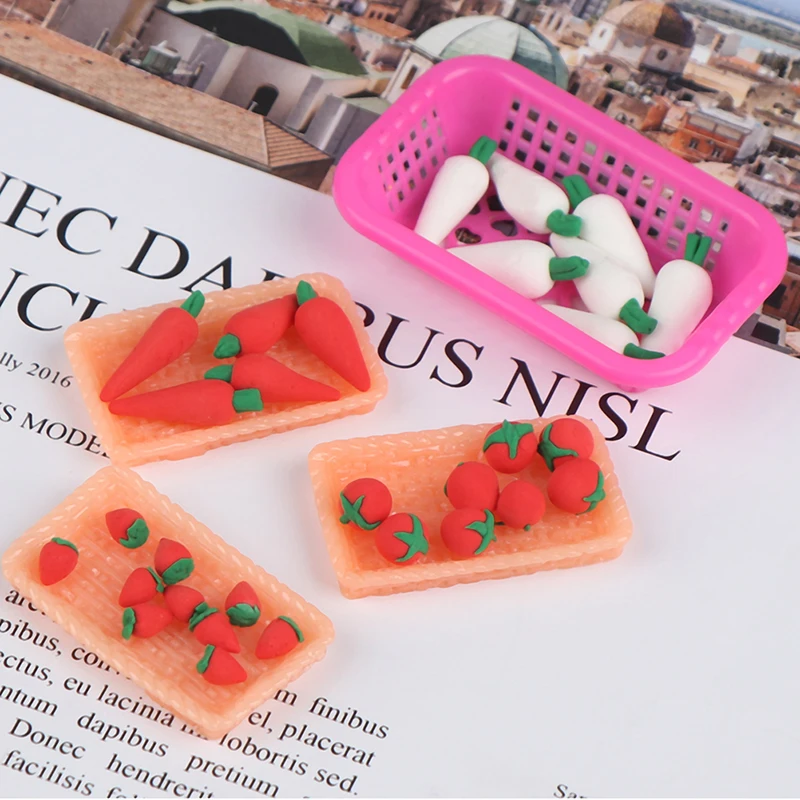 

Vegetable and fruits Basket Pretend Play Restaurant Simulation Kitchen Toys 1/12 Dollhouse Miniature