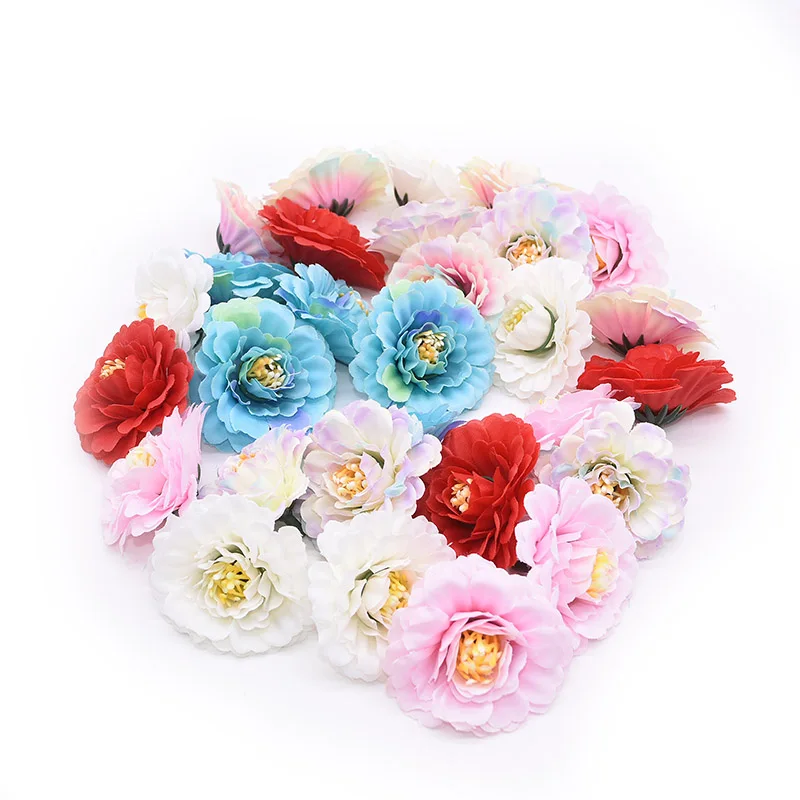 20 штук искусственные головки цветов шелковые хризантемы пиона для дома и сада