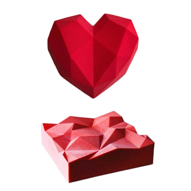 2pcs Silicone Cake Mold Baking Mould DIY Muffin Mousse Dessert Pastry Tools Heart Diamond Design Molds | Дом и сад
