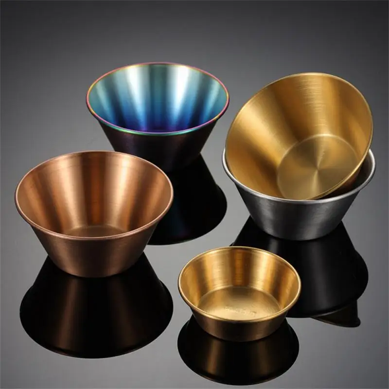 

1pcs Reusable Stainless Steel Appetizer Dipping Bowl Plates Sauce Container Dipping Cups Sauce Cups For Barbecue Bar Restaurant