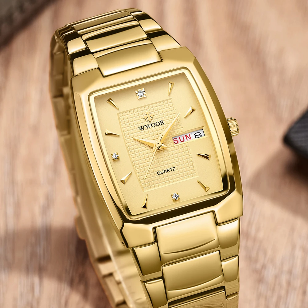 

Часы мужские кварцевые, водонепроницаемые, квадратной формы, из нержавеющей стали