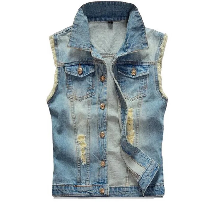 VXO брендовый мужской джинсовый жилет, мужской ковбойский жилет без рукавов, камуфляжный светильник, джинсовый жилет с дырками