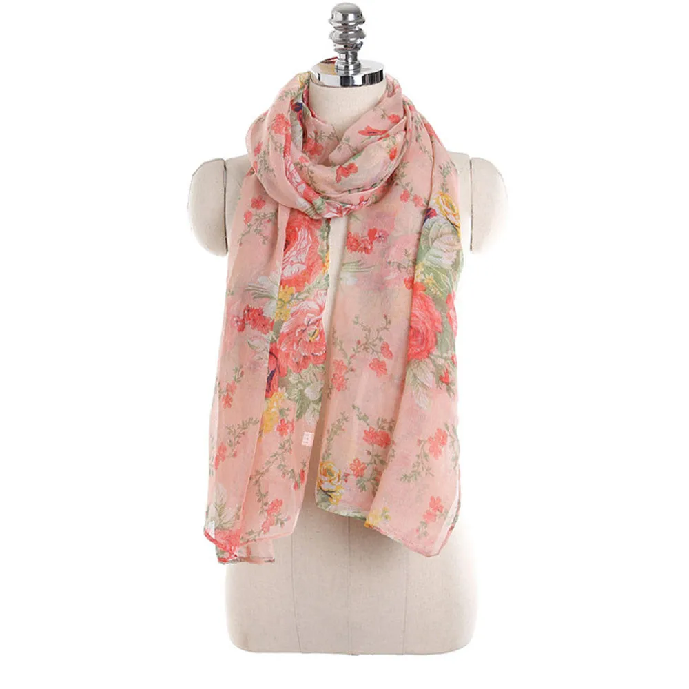 2019 теплый зимний женский кружевной длинный шарф с цветочным принтом теплая шаль