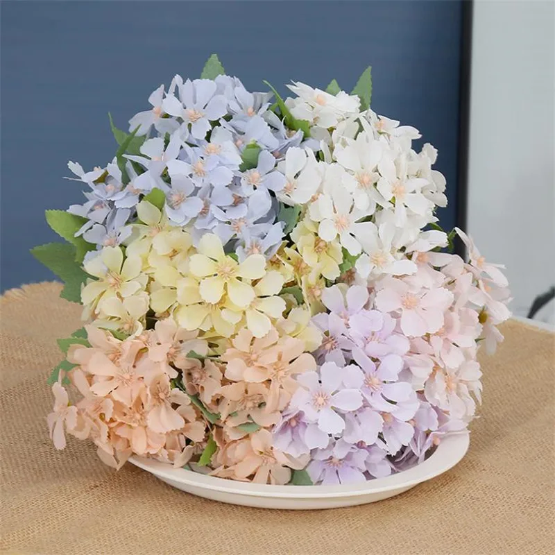 

7Pcs Snow Chrysanthemum (5 Stems/Bunch) 10.24" Length Simulation Daisy for Wedding Home Decorative Artificial Flowers