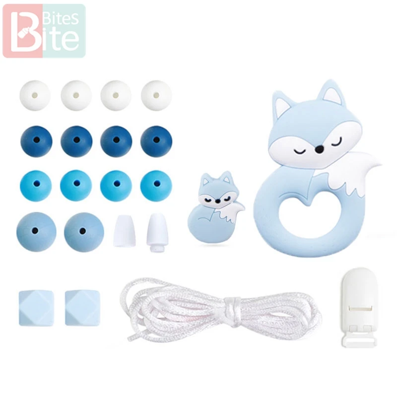 Кусачки 1 Набор DIY Детский силиконовый Прорезыватель для зубов бисер Прорезыватель грызунов кулон в виде ежа DIY ожерелье Младенцы зуб для детей продукт - Цвет: Blue Fox