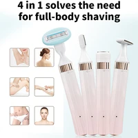 4 in 1 rechargeable electric nose ear hair trimmer painless women trimming sideburns eyebrows beard hair clipper cut shaver
