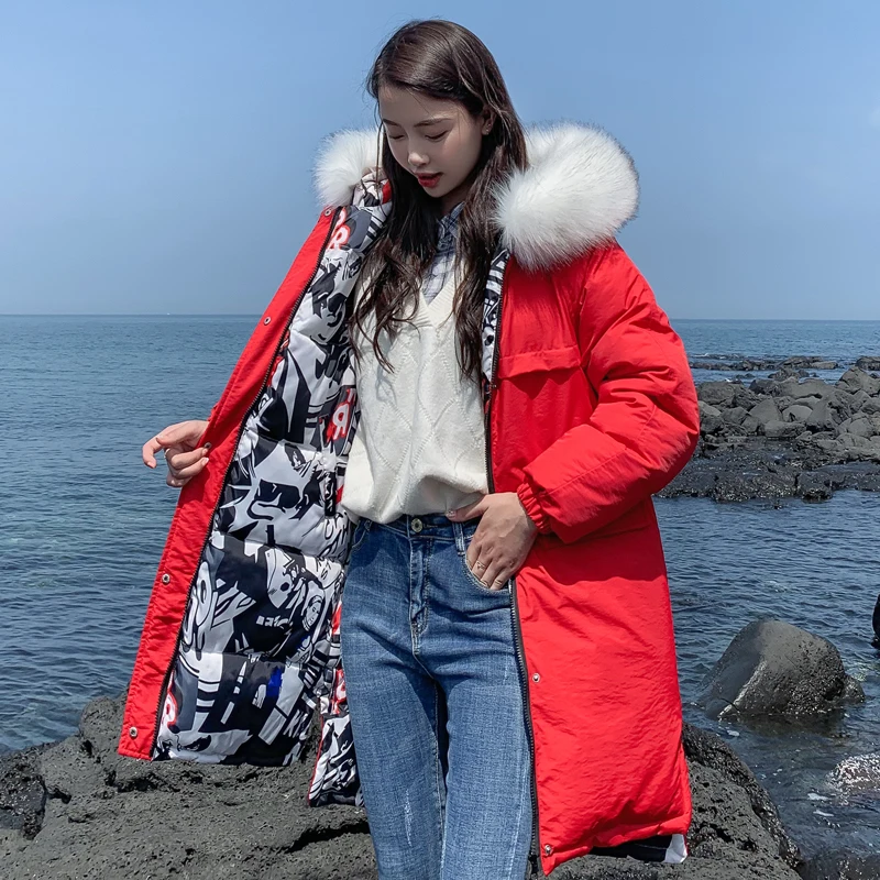

Fashion new Winter Coat Women Jackets Thick Down Parkas Big Fur new Hooded Cotton Long Coats Warm Windbreaker Female Outwear