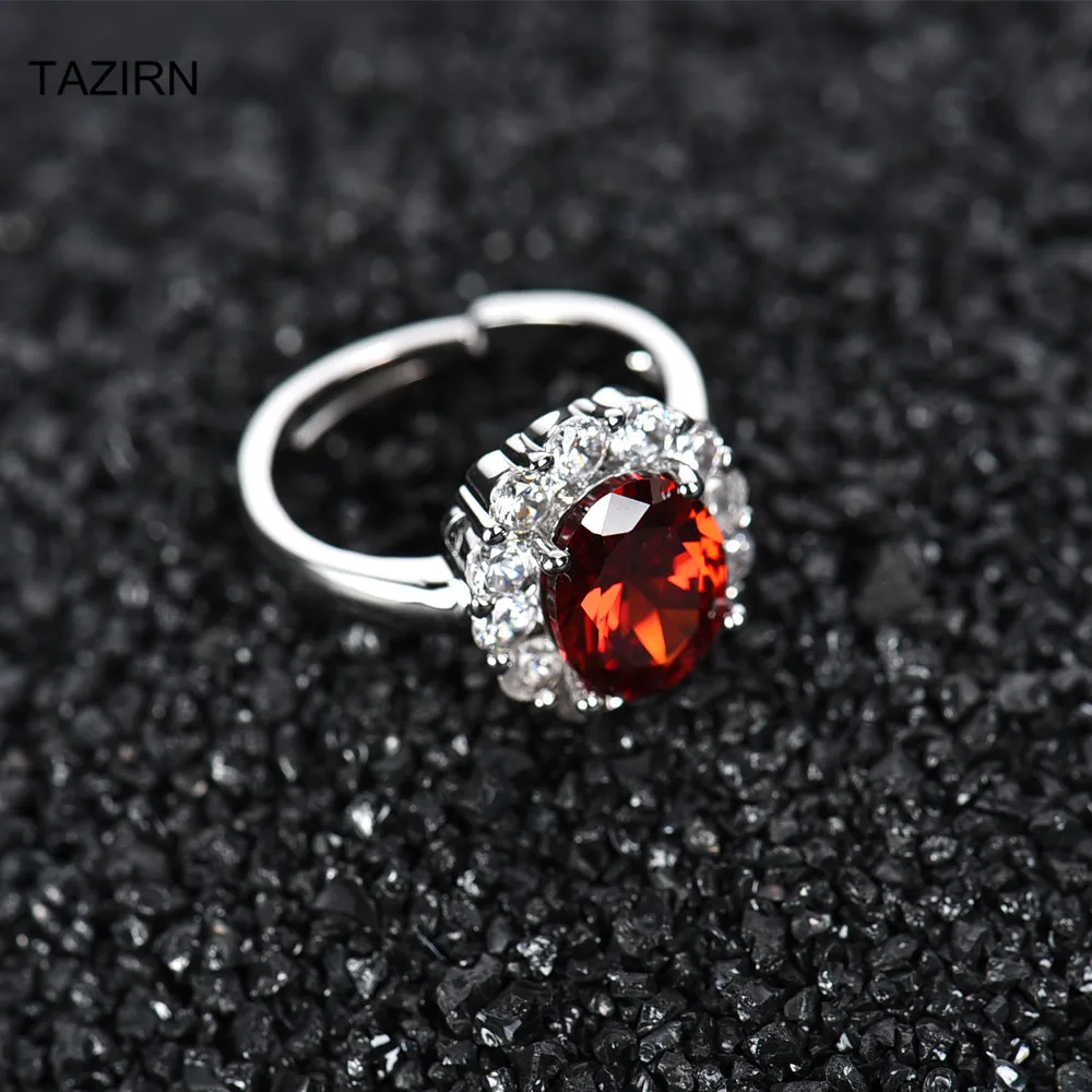 

Trendy Red Crystal Zirconia 4 Pcs Necklace Bracelet Drop Earrings and Ring Dubai Wedding Party Prom Bridal Full Jewelry Set