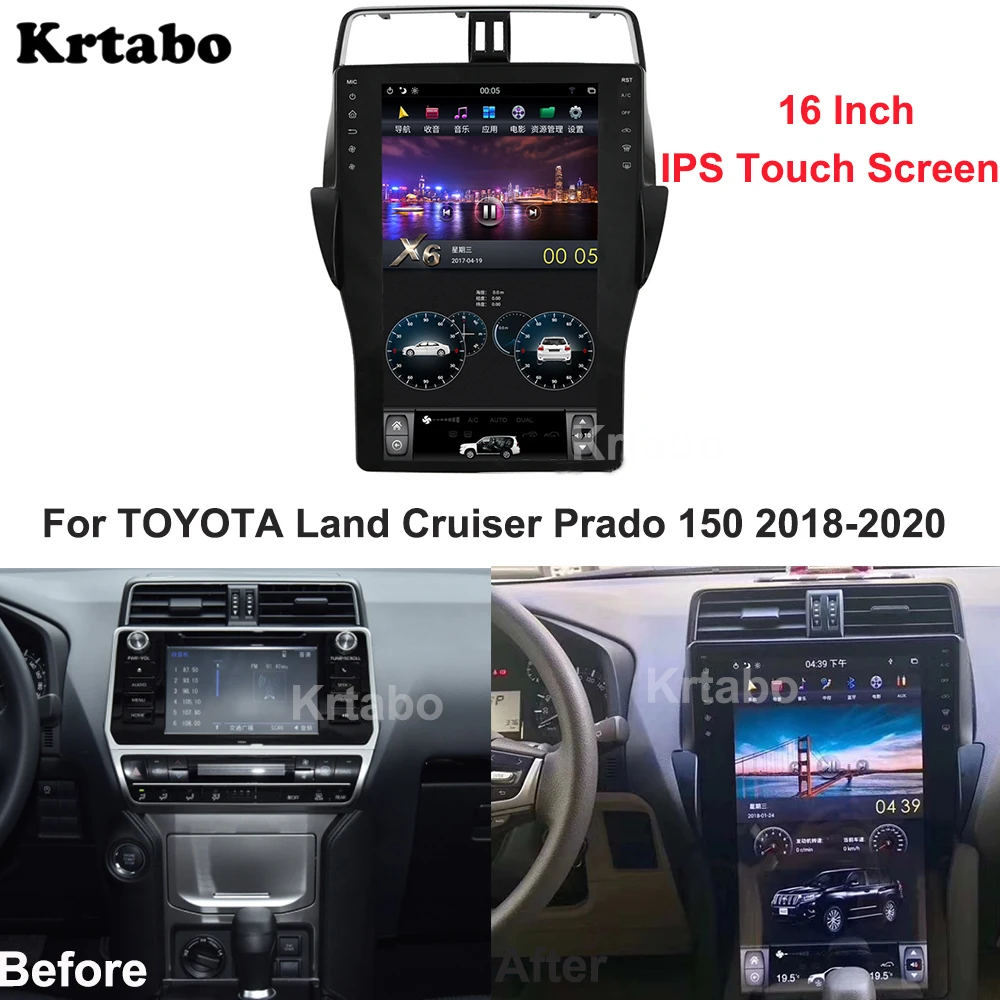

Автомобильный мультимедийный плеер, вертикальный экран Tesla, Android 9,0, головное устройство для TOYOTA Land Cruiser Prado 150 2018-2020, GPS, радио, стерео