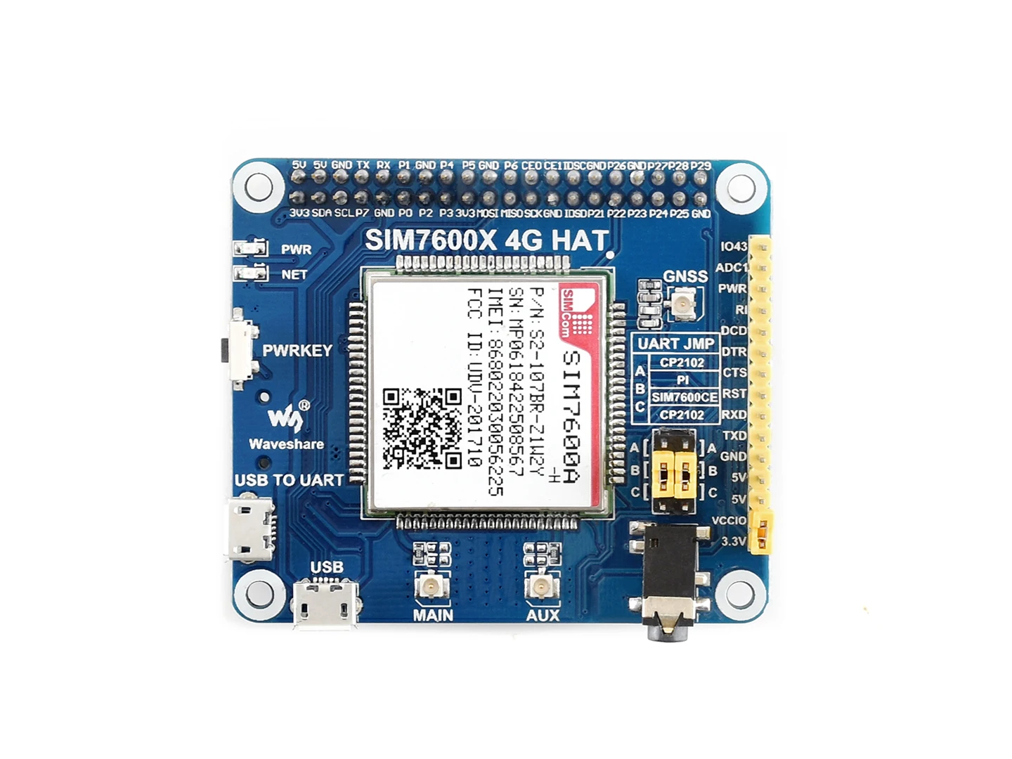 Waveshare SIM7600A H 4G шляпа для Raspberry Pi LTE Cat 4 / 3G ГНСС Северная Америка|Демонстрационные