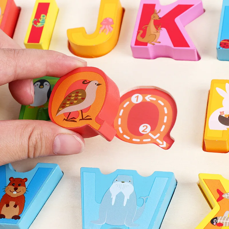 Монтессори красочные цифры в форме буквы доска утолщенный строительный блок