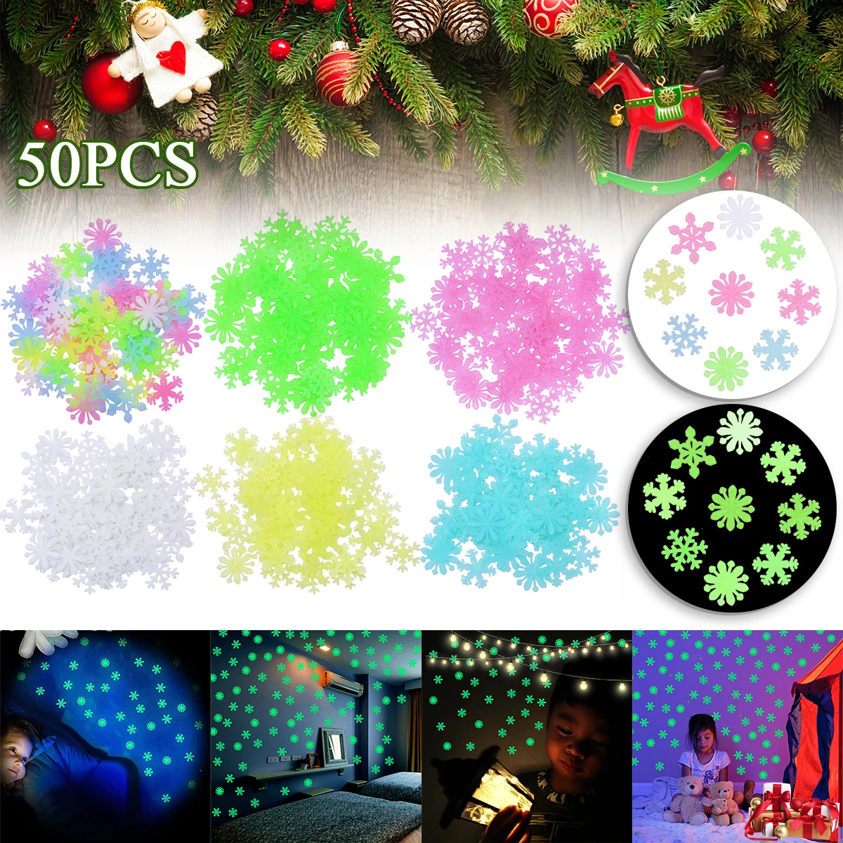 

50 шт., светящиеся флуоресцентные наклейки для детской комнаты