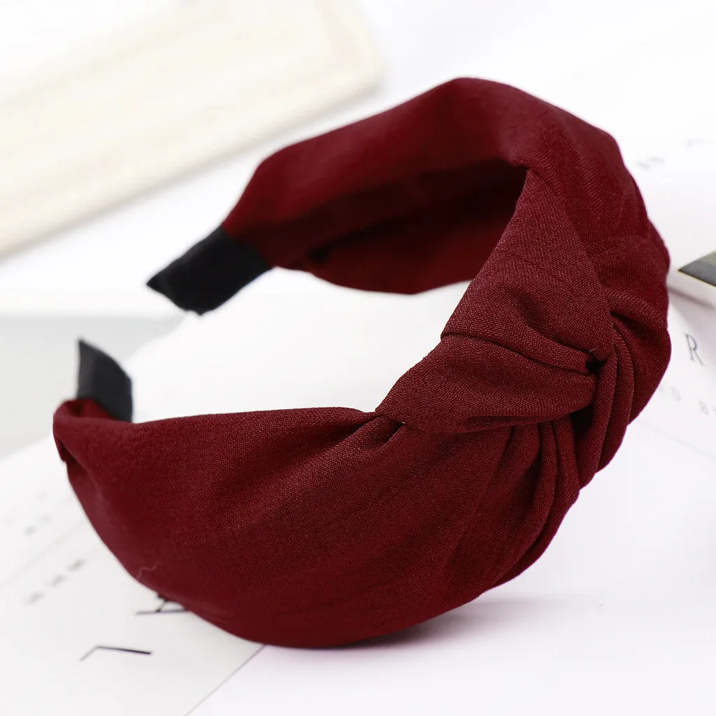 Женский Повседневный однотонный головной убор модный ободок с бантом для волос