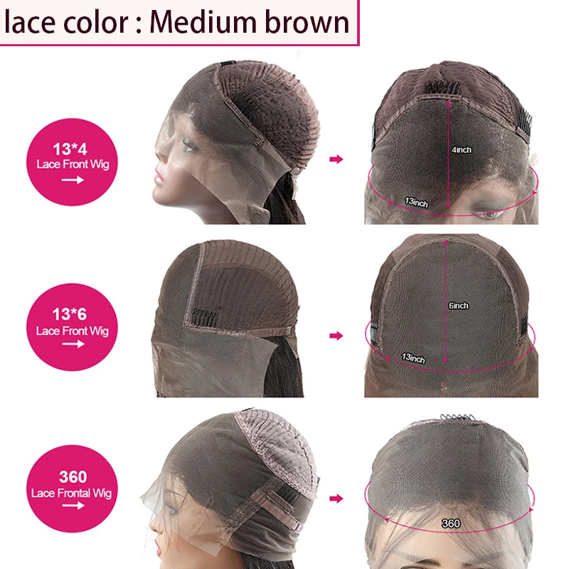 Medium Brown Lace Ishow объемная волна Синтетические волосы на кружеве парики из натуральных волос для Для женщин 360 Синтетические волосы на кружеве al парик 13x4 13x6 Синтетические волосы на кружеве парик 150% 180% человеческих волос парики - Цвет: Medium Brown Lace