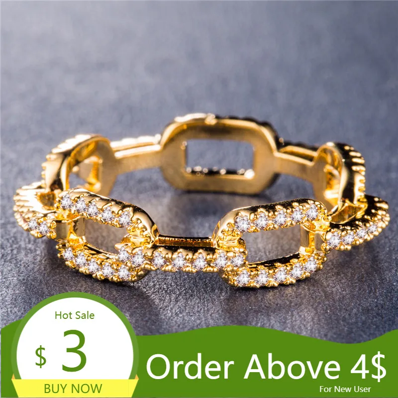 Женское кольцо с цирконом Visisap прямоугольная цепочка геометрическим фианитом