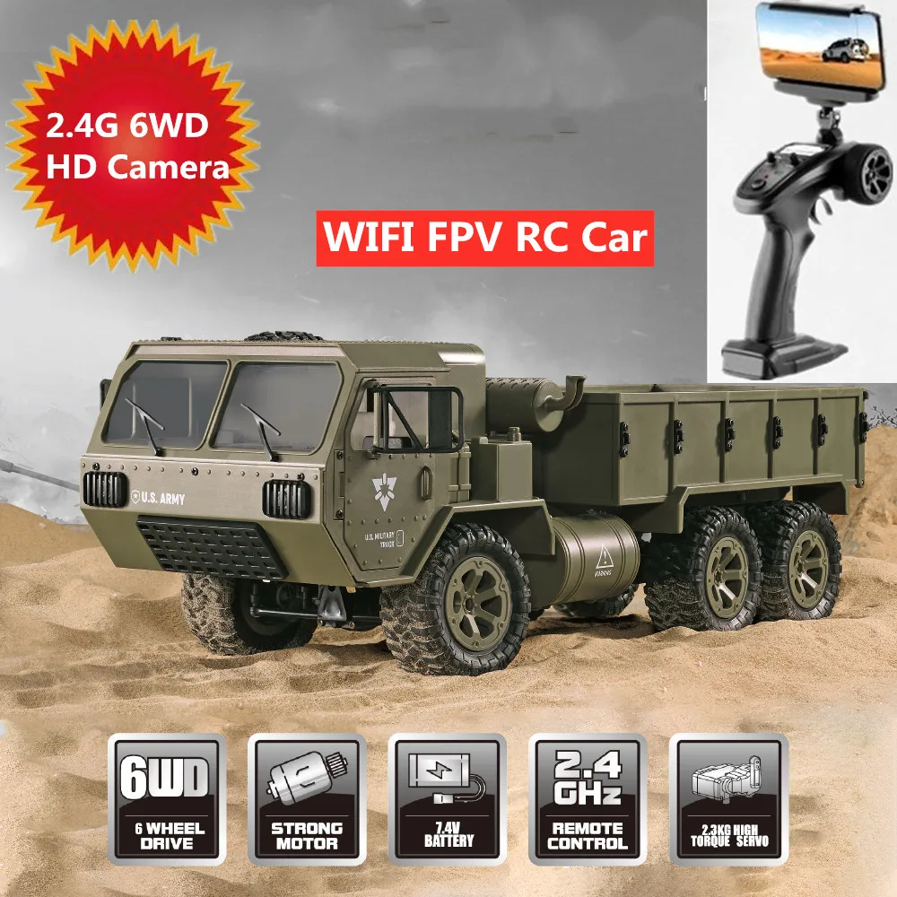 WIFI FPV военный грузовик с HD камерой 2 4G 6WD телефон Дистанционное управление