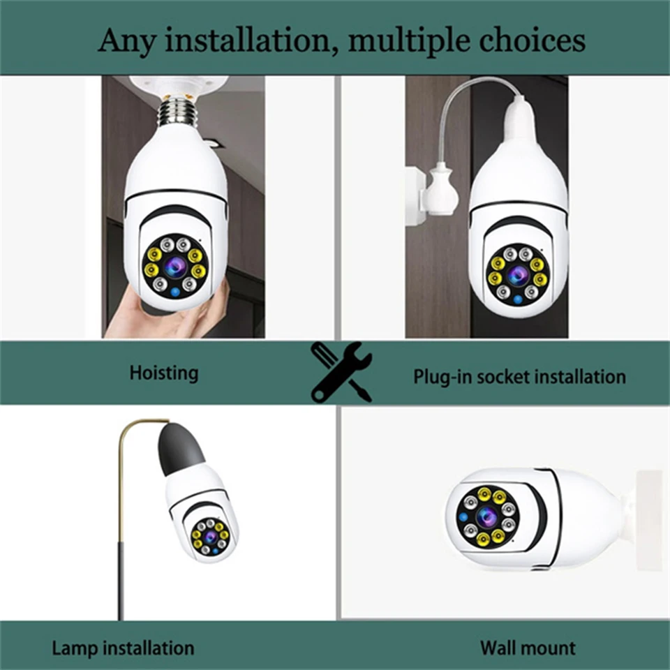 3-мегапиксельная лампа E27 камера Wi-Fi мини-PTZ HD видеонаблюдение Ycc365 Alexa Onvif домашняя