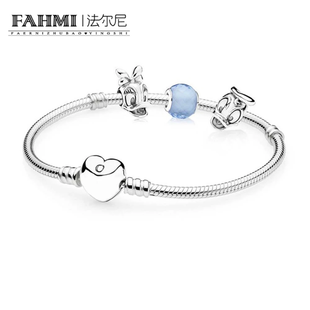 Набор серебряных браслетов с изображением Дональда и маргаритки | Украшения