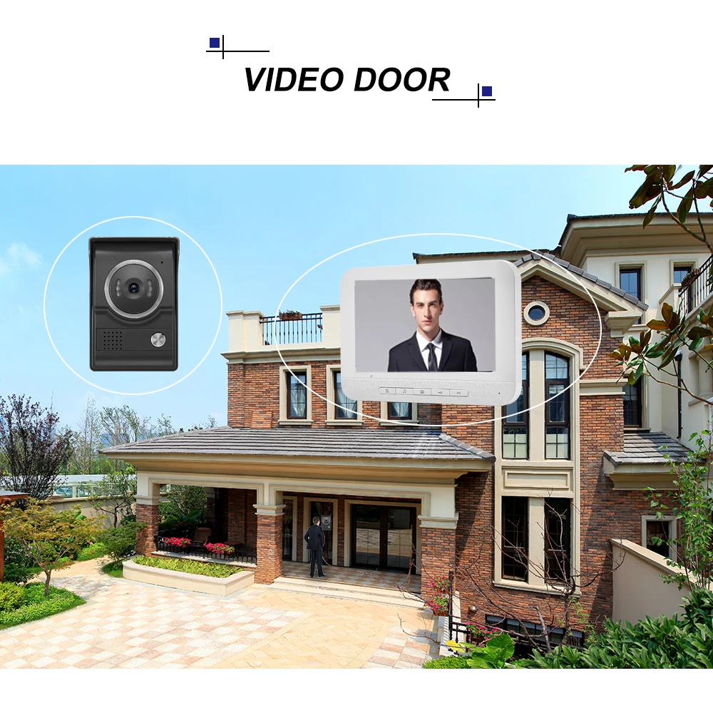 7 дюймов видео дверной звонок Домофон комплект TFT-LCD Цвет Экран 1 внутренний