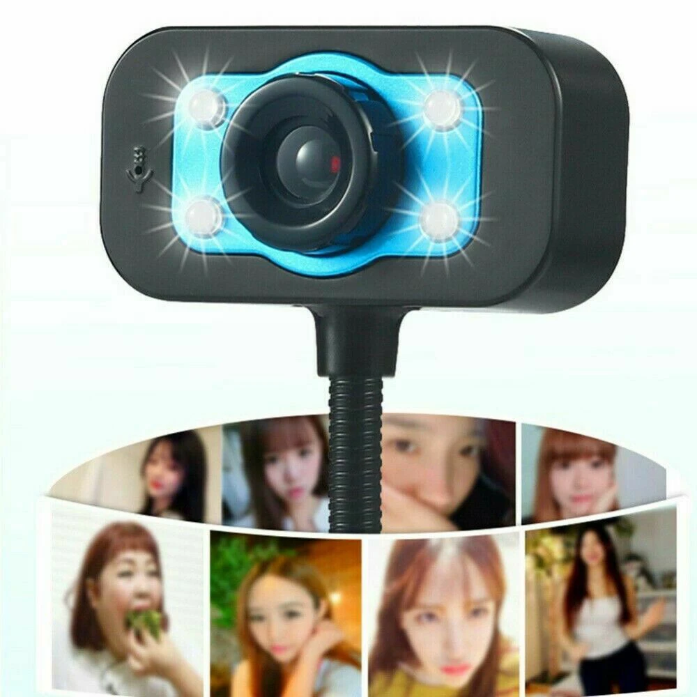 Webcam Live Broadcast USB Desktop Computer PC Video with Microphone Flexible Hose 4 LED Night Vision Camera Daily For Gaming | Компьютеры