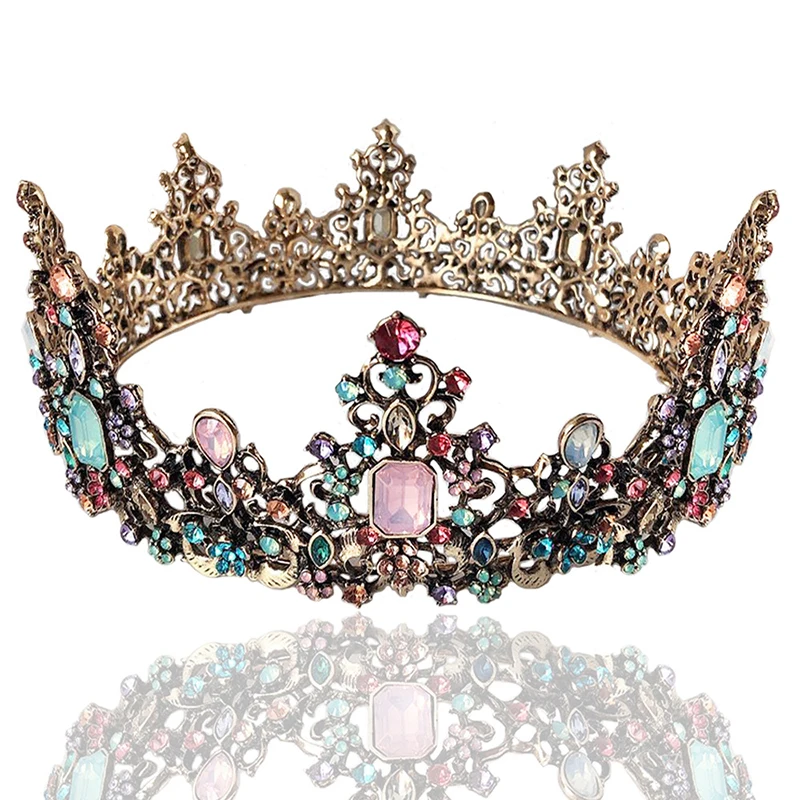 

Vintage Crystal Wedding Crown Queen Bride Tiaras Hair Jewelry Bridal Headpiece Rhinestone Wedding Tiara Headband Accessories YQ3