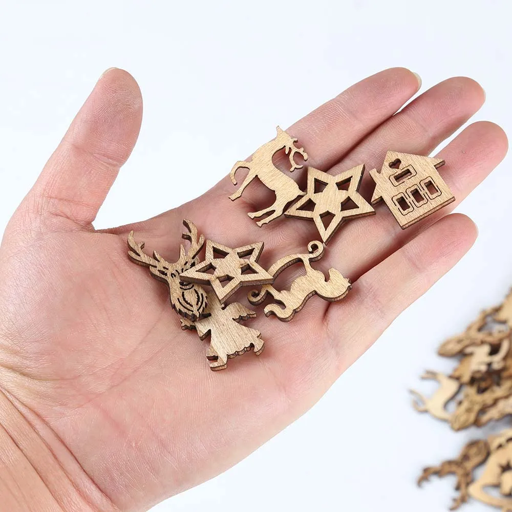 100 шт Мини Деревянные Рождественские елки новогодние вечерние украшения для дома