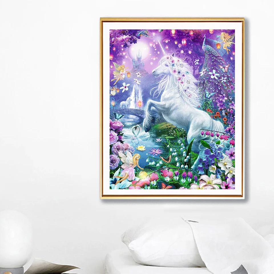 

5D DIY complete square round diamond embroidery "Flower Fairy Tales & Unicorn" diamond painting adorns cute animal pictures ynx