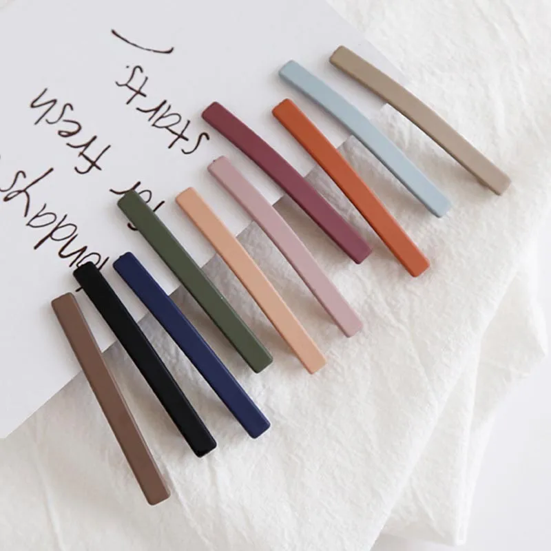 

Fashion Frosted Hairpin Simple One-word Hairpin All-match Liuhaiside Clip Solid Color Hair Accessories New
