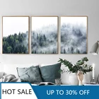 Настенная Картина на холсте с изображением туманного леса и гор, постеры, принты, пейзаж с диким деревом для скандинавского эстетического украшения дома