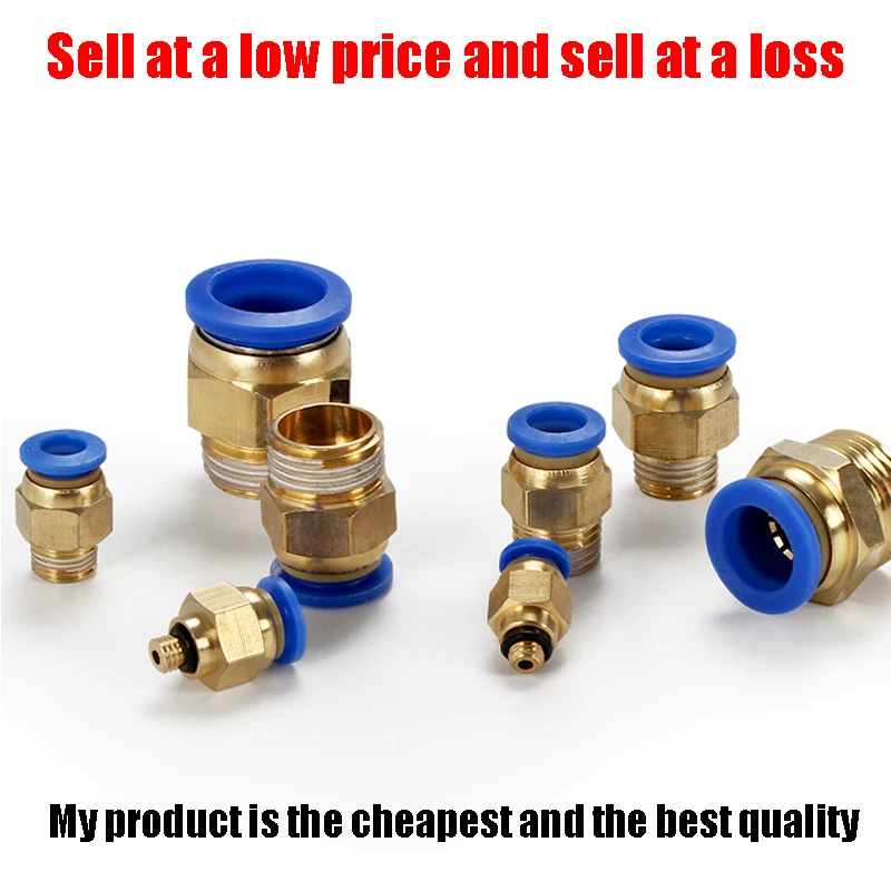 PC Pneumatic Air Hose 10mm 8mm 12mm 6mm 4mm 1/4 BSP 1/2 1/8 3/8 Male Thread Nipple Brass Quick Coupling image 3