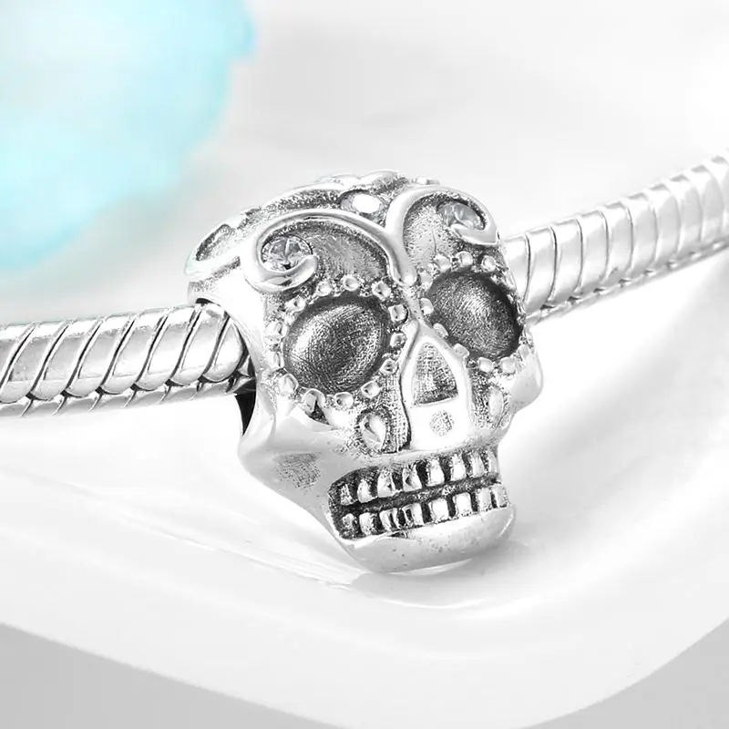 Real 925 Sterling Silver Fashion Charms Pirate skull for Jewelry making Pendants Fit Original Pandora DIY Bracelet | Украшения и